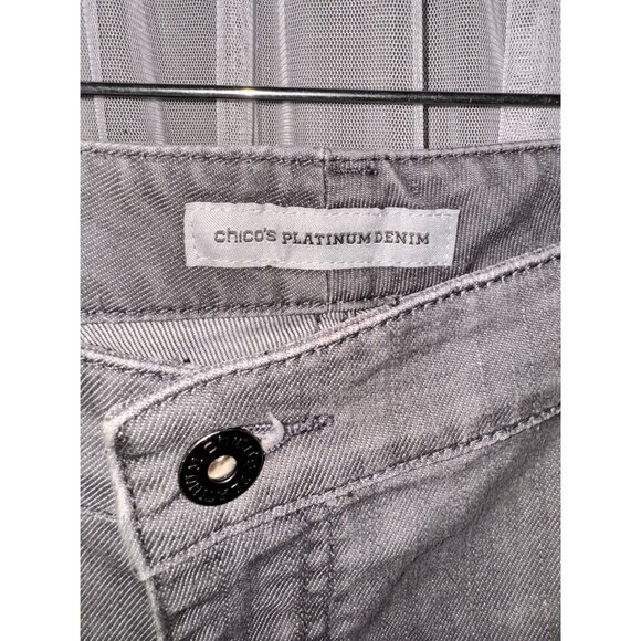 Chicos Platinum Denim Gray Jeans Size 2.5 Regular 72% Cotton 28% Elastrell-P dis - Picture 2 of 10